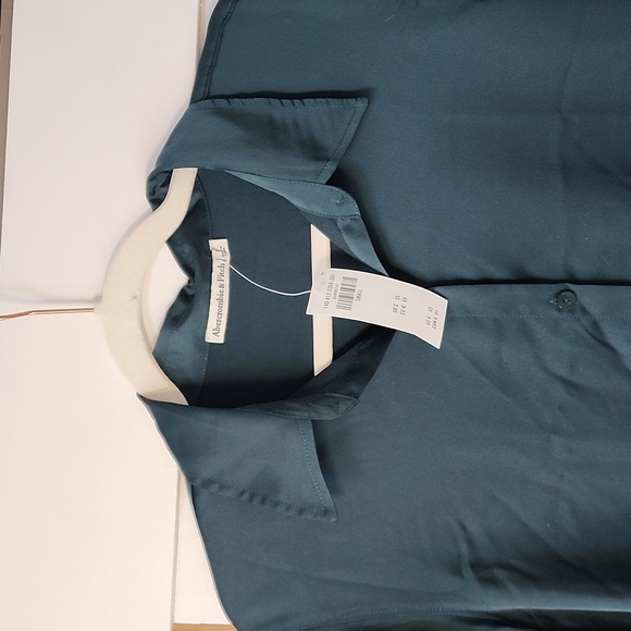 NWT A&F Long-Sleeve Satin Button-Up Shirt - Picture 2 of 9